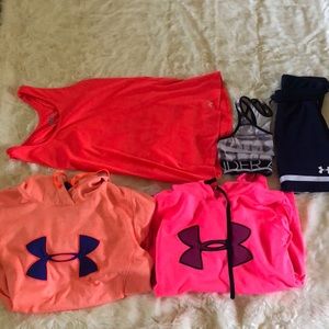Under armor sweatshirts, tank top, sports bra